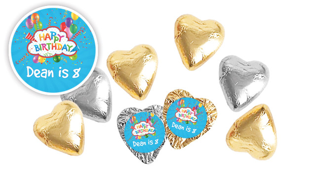 Happy Confetti Birthday Personalised Foil Chocolate Hearts