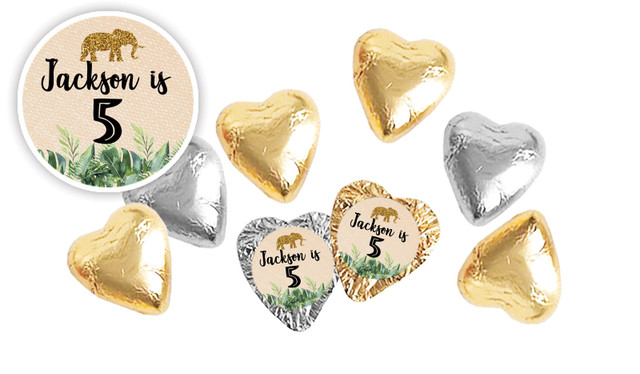 Jungle Gold Birthday Personalised Foil Chocolate Hearts