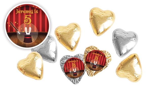 Magician Birthday Personalised Foil Chocolate Hearts