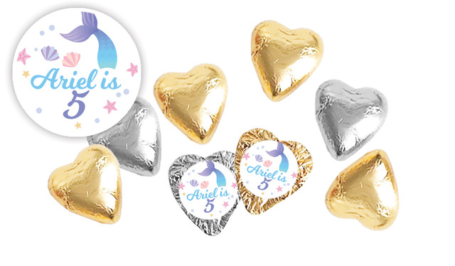 Mermaid Birthday Personalised Foil Chocolate Hearts