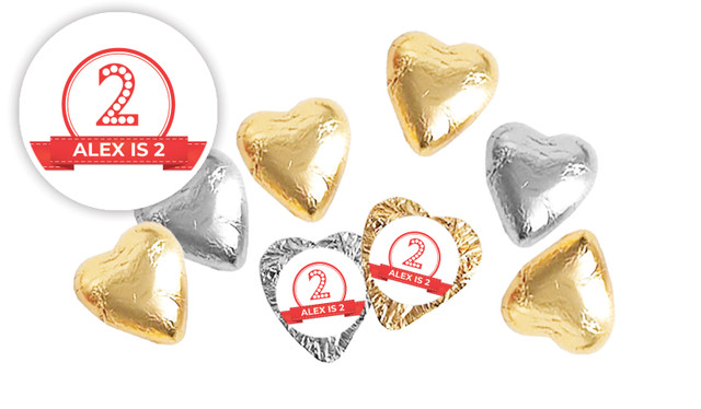 Number In Red Birthday Personalised Foil Chocolate Hearts