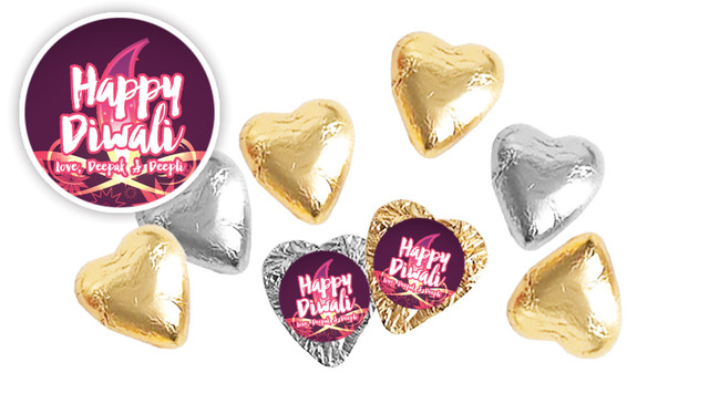 Abstract Flame Diwali Personalised Foil Chocolate Hearts