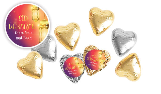 Early Sunrise Personalised Foil Chocolate Hearts