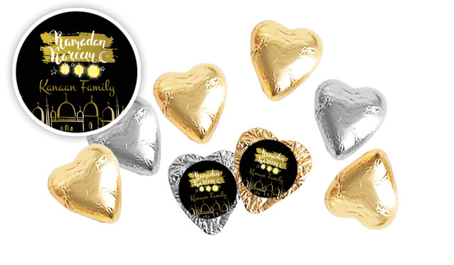 Mosque Ramadan Personalised Foil Chocolate Hearts