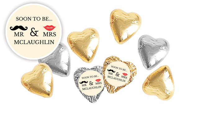Mr & Mrs Engagement Personalised Foil Chocolate Hearts