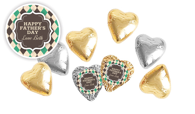 Argyle Fathers Day Personalised Foil Chocolate Hearts