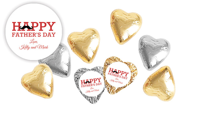 Moustache Fathers Day Personalised Foil Chocolate Hearts
