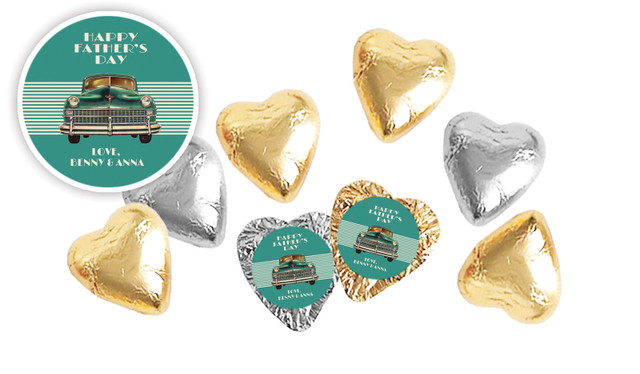 Old Cadillac Fathers Day Personalised Foil Chocolate Hearts