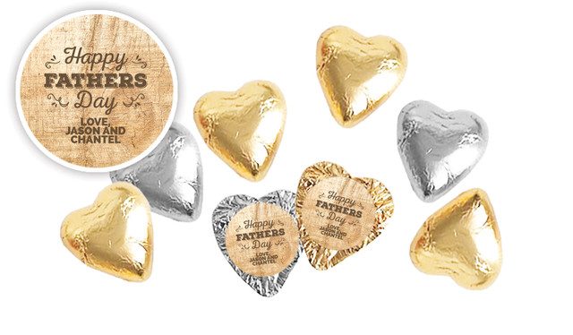 Timber Message Fathers Day Personalised Foil Chocolate Hearts