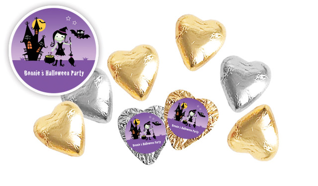 Halloween Witch Halloween Personalised Foil Chocolate Hearts