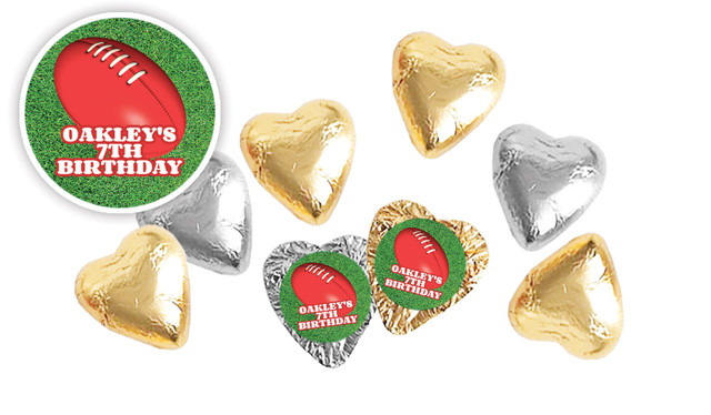 Aussie Rules Football Personalised Foil Chocolate Hearts