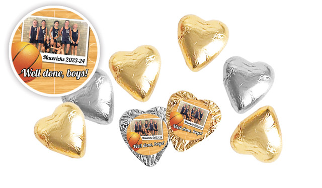 Basketball Photo Personalised Foil Chocolate Hearts
