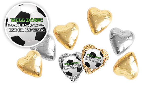 Soccer Ball Personalised Foil Chocolate Hearts