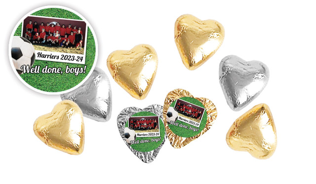 Soccer Photo Personalised Foil Chocolate Hearts