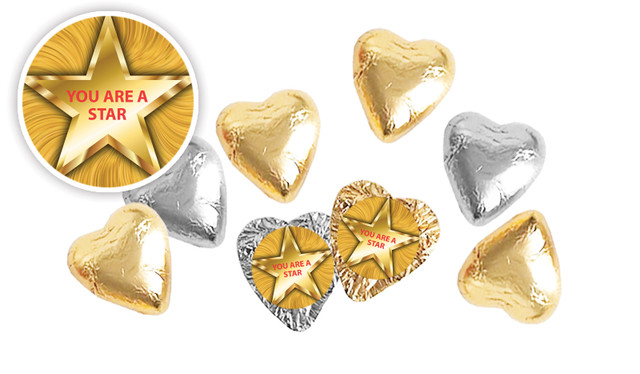 Star Personalised Foil Chocolate Hearts