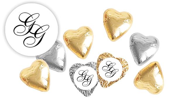Initials Wedding Personalised Foil Chocolate Hearts