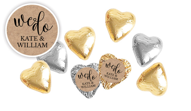 We Do Wedding Custom Foil Chocolate Hearts