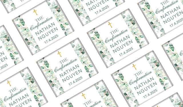Eucalyptus Watercolour First Holy Communion Mini Chocolates