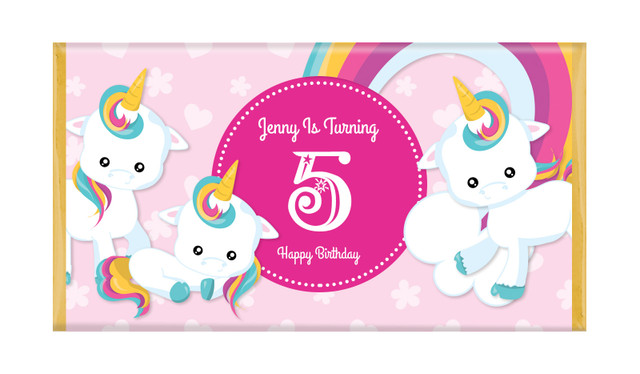 Unicorn Trio Personalised Chocolate Bar
