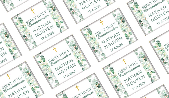 Eucalyptus Watercolour First Holy Communion Mini Chocolates