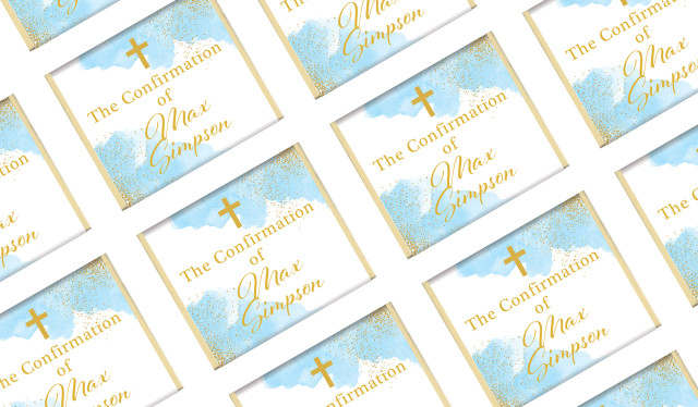 Gold Sparkle on Blue Personalised Confirmation Mini Chocolates