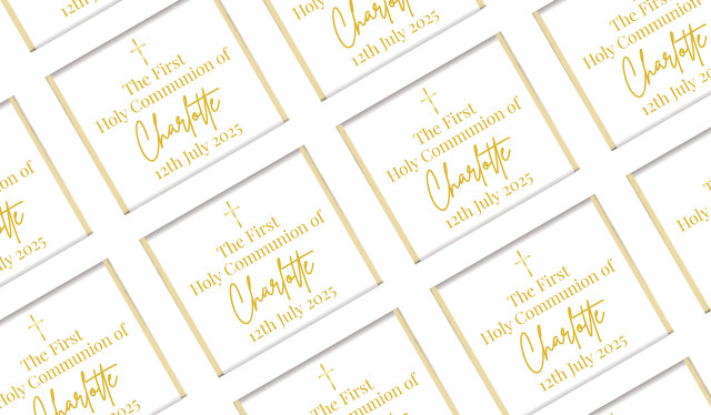 Modern White and Gold Personalised First Holy Communion Mini Chocolates