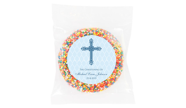 Religious Blue Christening Chocolate Freckle