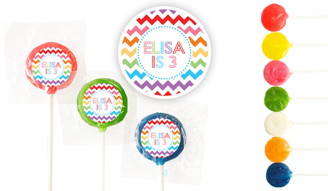 Chevron Rainbow 3cm Birthday Mini Lollipops