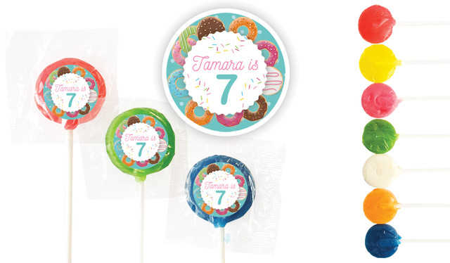 Donut Party Birthday Custom 3cm Mini Lollipops