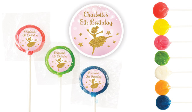 Golden Ballerina Birthday Custom 3cm Mini Lollipops