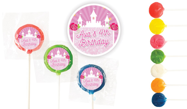Princess Castle Birthday Custom 3cm Mini Lollipops