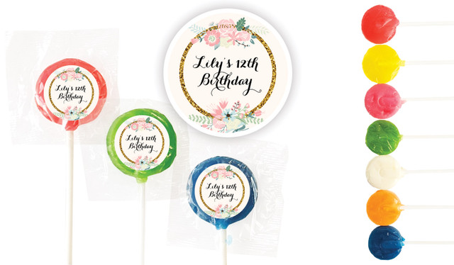 Spring Floral Birthday Custom 3cm Mini Lollipops