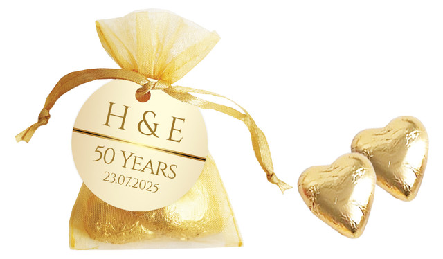Add A Photo Anniversary Personalised Organza Bag In Gold