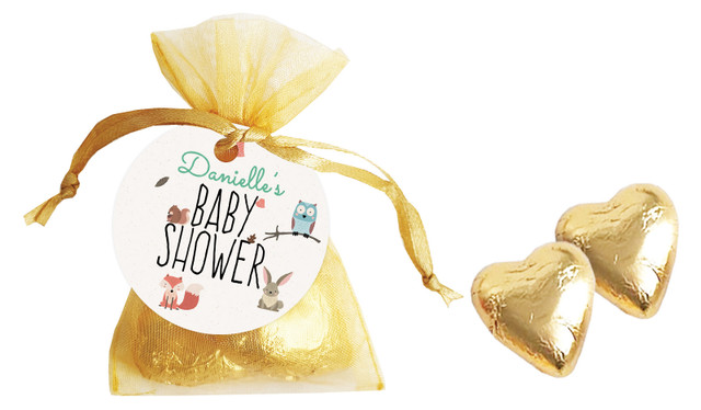 Little Critters Baby Shower Personalised Organza Bag In Gold