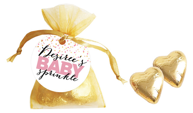 Sprinkle Confetti Baby Shower Personalised Organza Bag In Gold