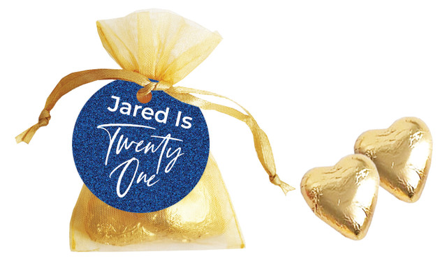 21st Birthday Personalised Organza Bag In Gold