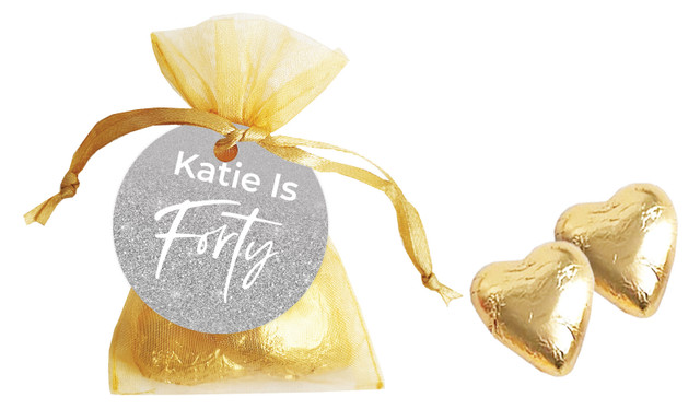 40th Birthday Personalised Organza Bag In Gold