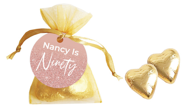 90th Birthday Personalised Organza Bag In Gold