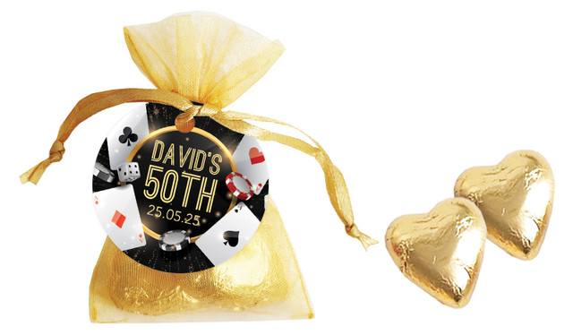 Casino Personalised Organza Bag In Gold