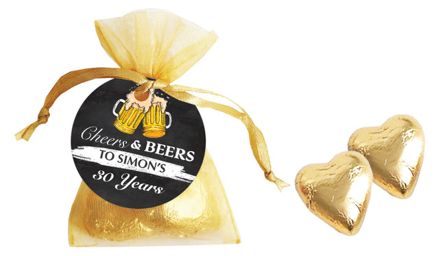 Cheers And Beers Personalised Organza Bag In Gold