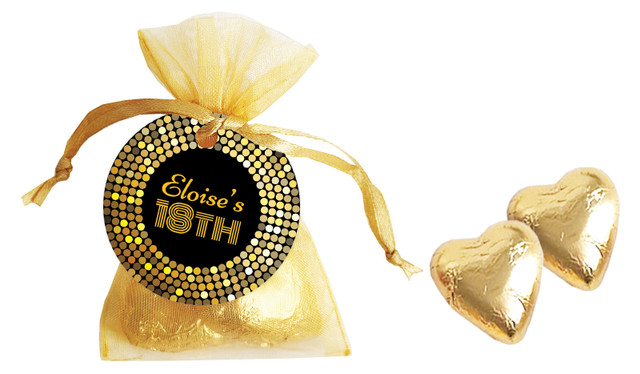 Disco Gold Personalised Organza Bag In Gold