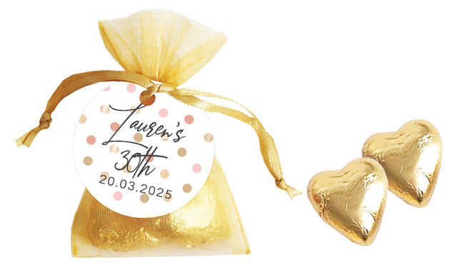 Metallic Confetti Personalised Organza Bag In Gold