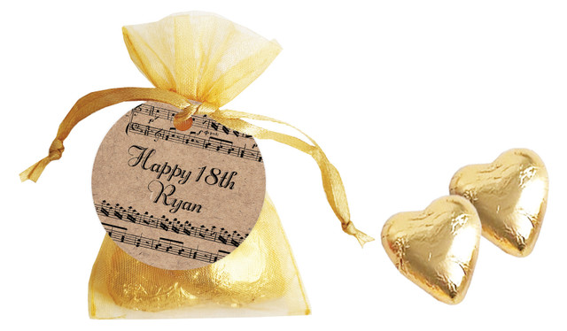 Music Notes Personalised Organza Bag In Gold