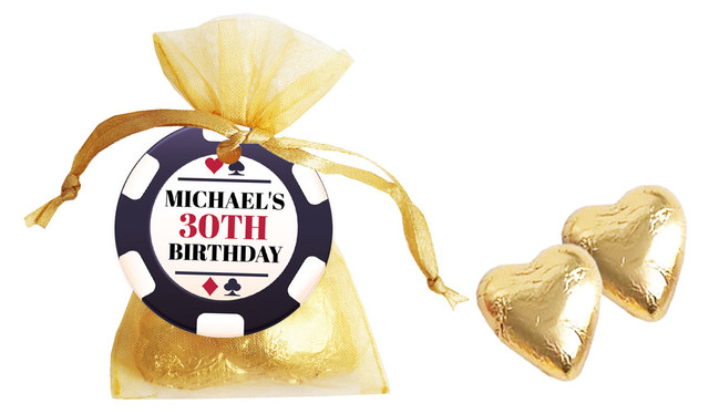 Poker Night Personalised Organza Bag In Gold