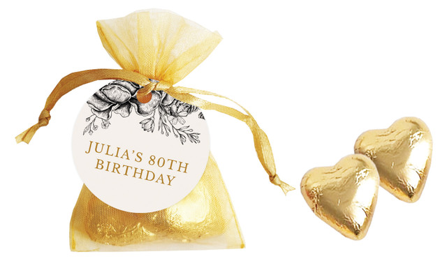 Vintage Roses Personalised Organza Bag In Gold