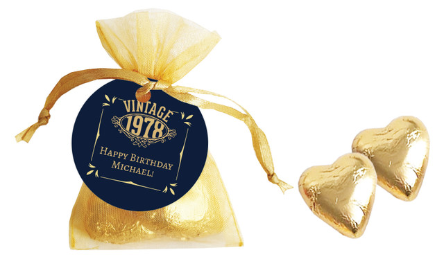 Vintage Year Personalised Organza Bag In Gold