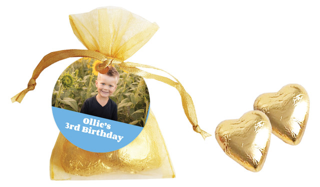 Add A Photo Boys Birthday Personalised Organza Bag In Gold