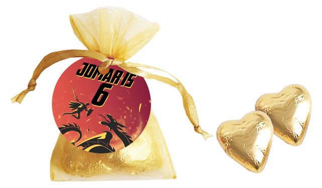 Dragon Birthday Personalised Organza Bag In Gold
