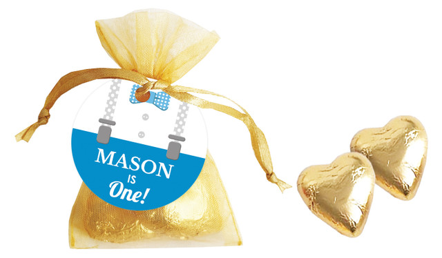 Little Man Birthday Personalised Organza Bag In Gold
