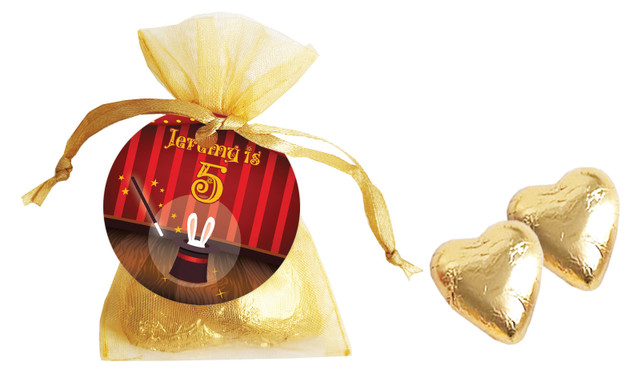 Magician Birthday Personalised Organza Bag In Gold